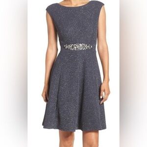 Eliza J Gray Navy Blue Fit and Flare Cocktail Dress